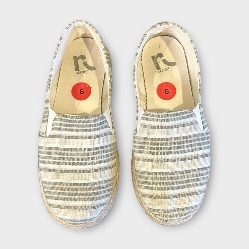 Report Nahla Striped Espadrille Platform Flats Size 6 - Picture 4 of 10